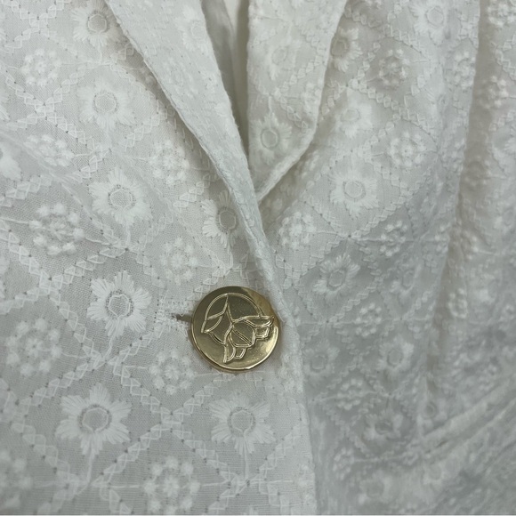 Draper James RSVP Eyelet Textured Notch Lapel Blazer White XXL - Picture 3 of 9